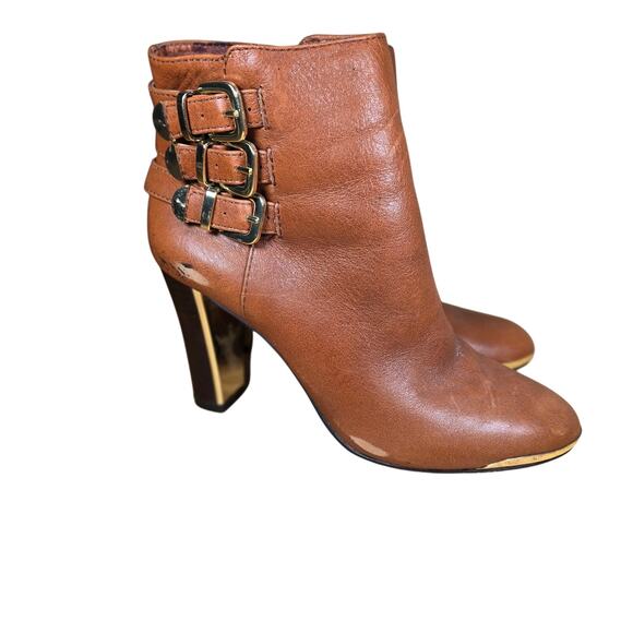 Louise et Cie Warren Boots Vince Camuto Brown Leather 3" Heeled Size 6 B - Picture 3 of 11